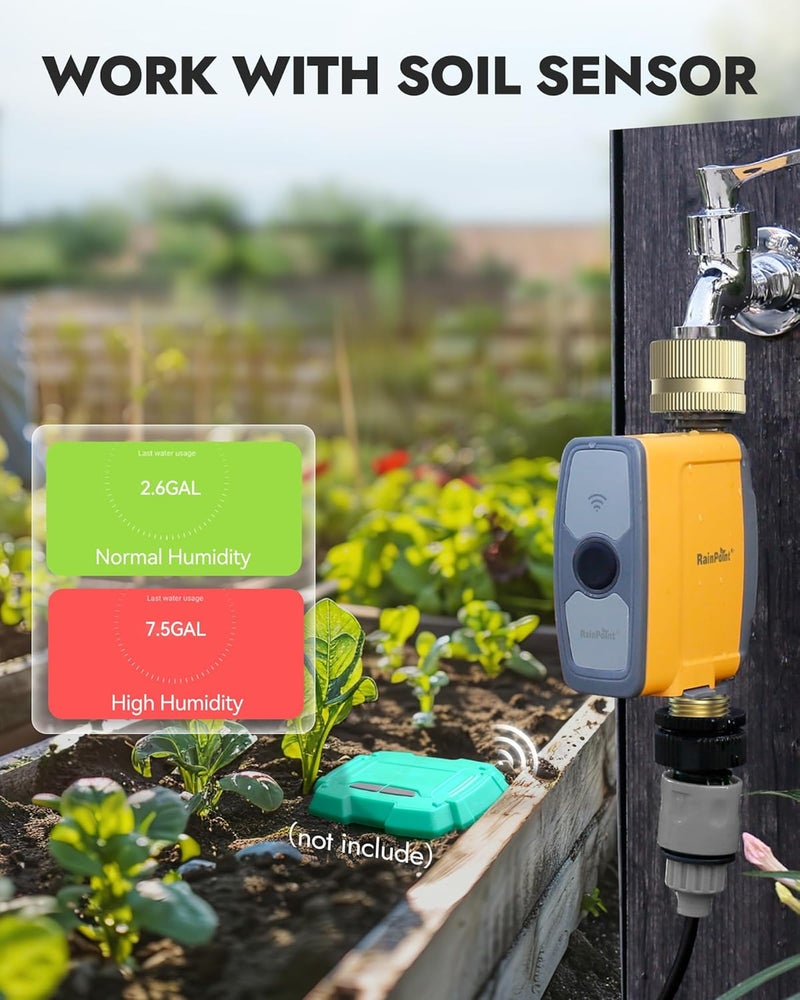 RAINPOINT WiFi Water Timer, Smart Sprinkler System Valve With APP & Voice Control, Weather-Based Automatic Rain Delay, Brass Inlet & Outlet (No WiFi Hub) - Image 5